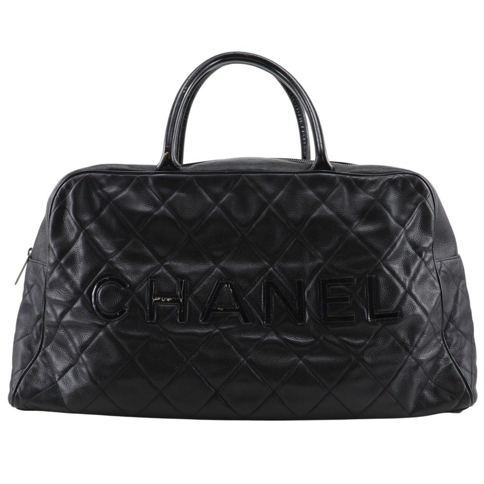 Chanel CHANEL Matelasse Boston Bag, Caviar Leather and Enamel, Black, Women's Size ONE SIZE - 1 Thumbnail