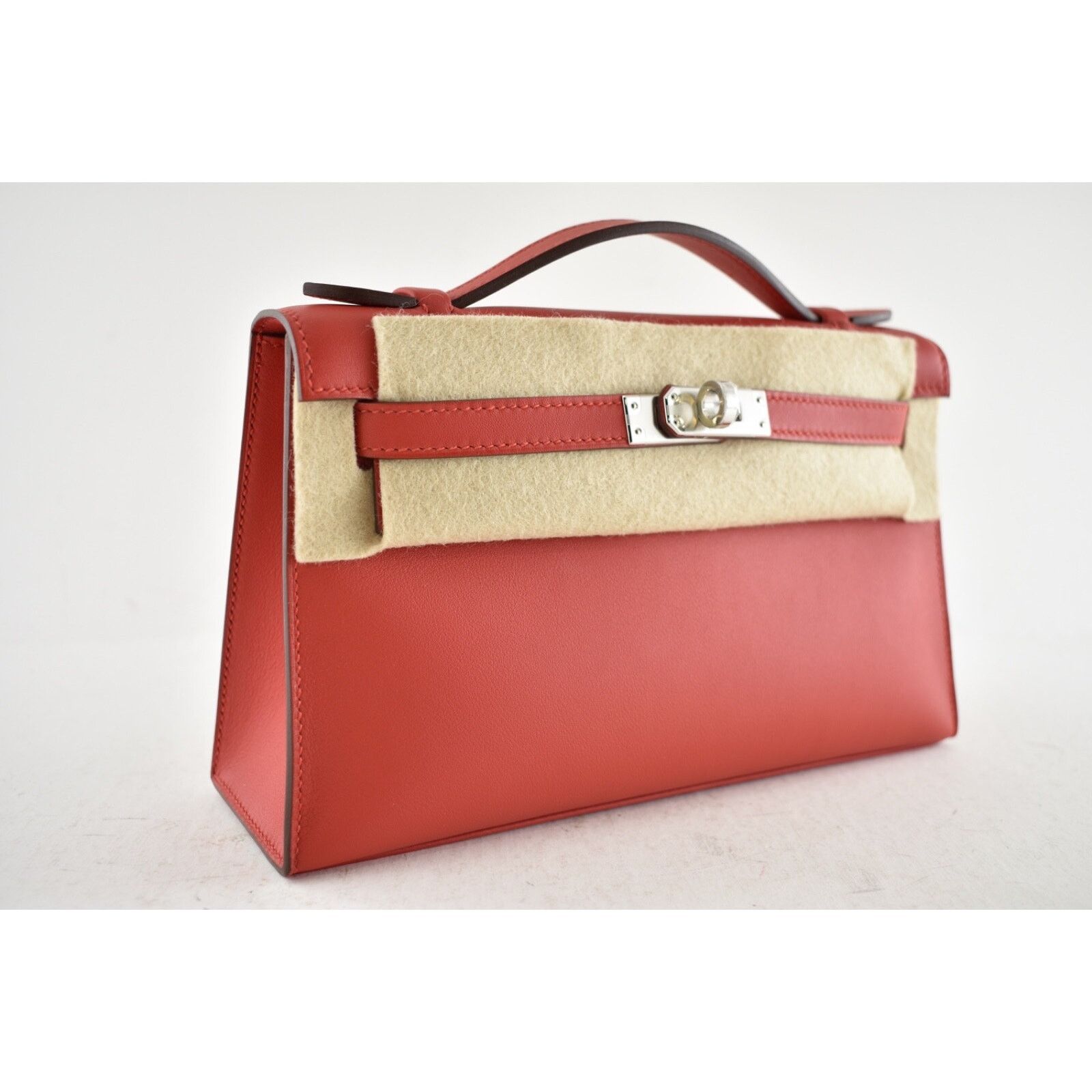 Hermes Hermes Mini Kelly Rouge Red Palladium Hardware Clutch Bag Size ONE SIZE - 7 Thumbnail