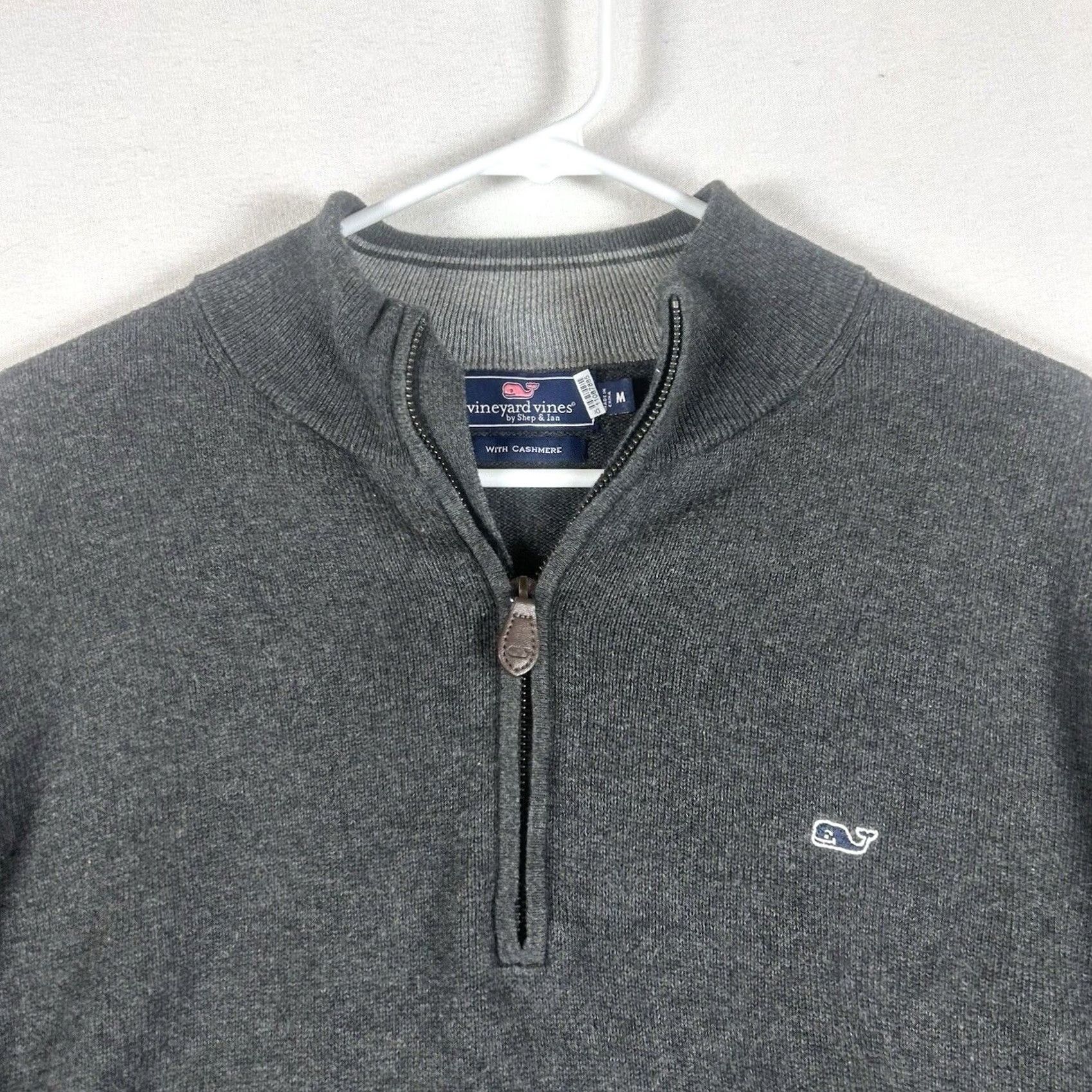 Vineyard Vines Vineyard Vines Cashmere Blend Sweater Mens M Gray 1/4 Zip Golf Casual Work Size US M / EU 48-50 / 2 - 2 Thumbnail