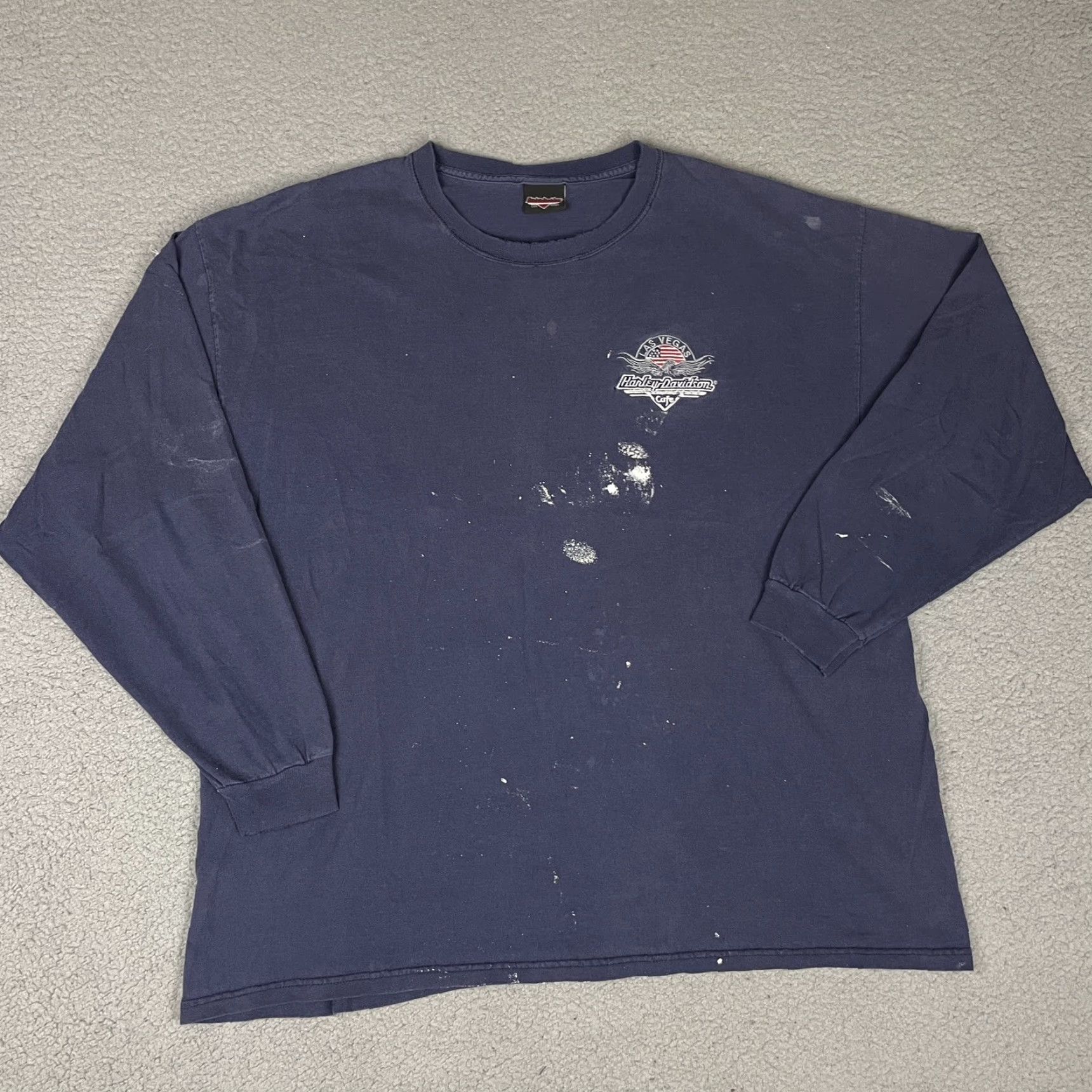 Harley Davidson VINTAGE Harley-Davidson T-shirt Adult XL Blue Distressed Embroidered Logo Long Sleeve Crew Neck Men's Harley-Davidson Shirt Size US XL / EU 56 / 4 - 6 Thumbnail