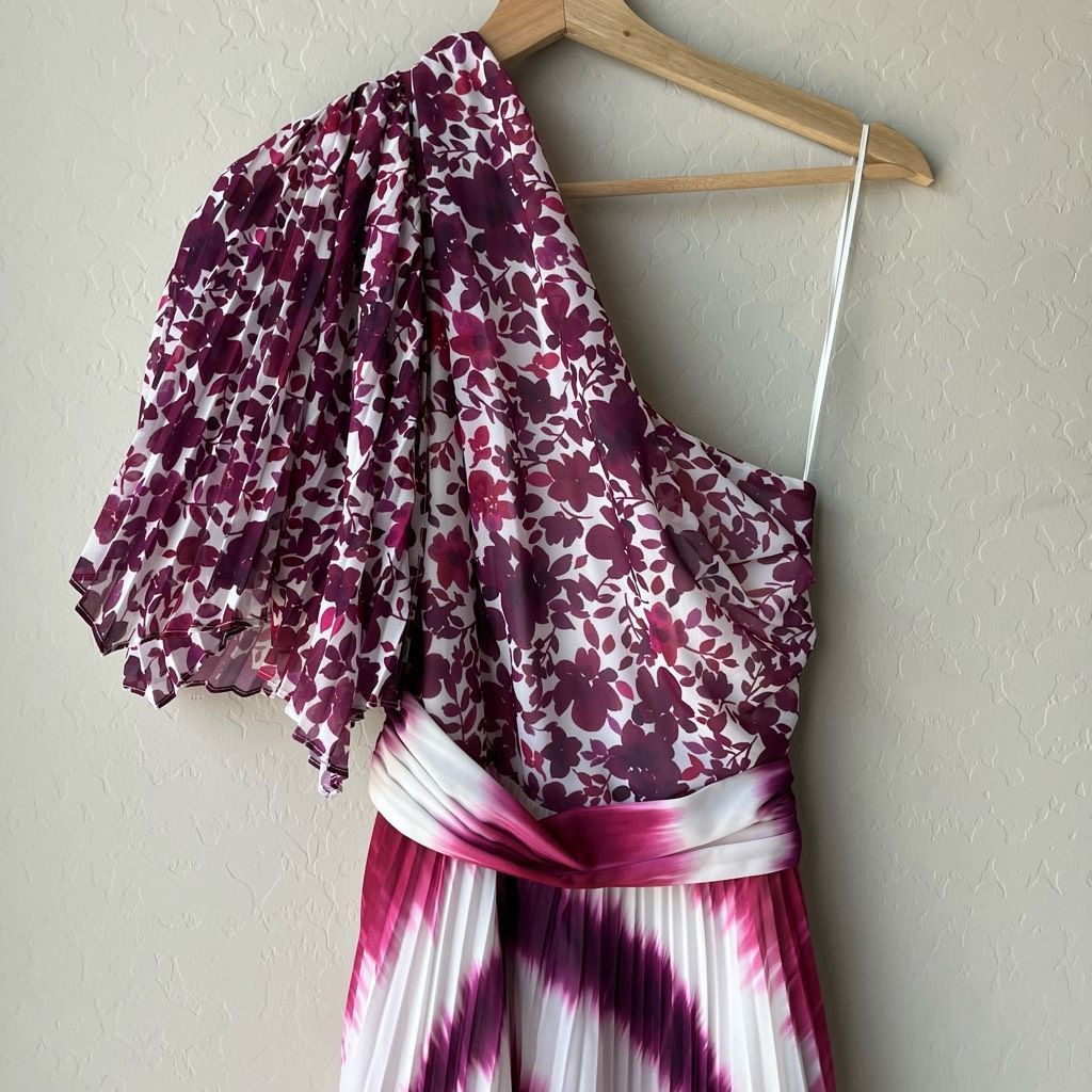 Amur NEW AMUR Dress One Shoulder Purple Asymmetrical Chiffon Plea Size XS / US 0-2 / IT 36-38 - 9 Thumbnail