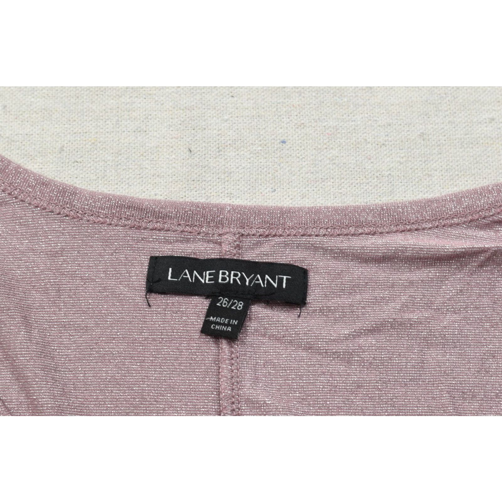 Vintage Lane Bryant Womens Blouse Knit Top Pullover Round Neck Ruched Sleeve Plus Size 26 Pink Metallic Shimmer Size 4XL / US 24-26 - 8 Thumbnail