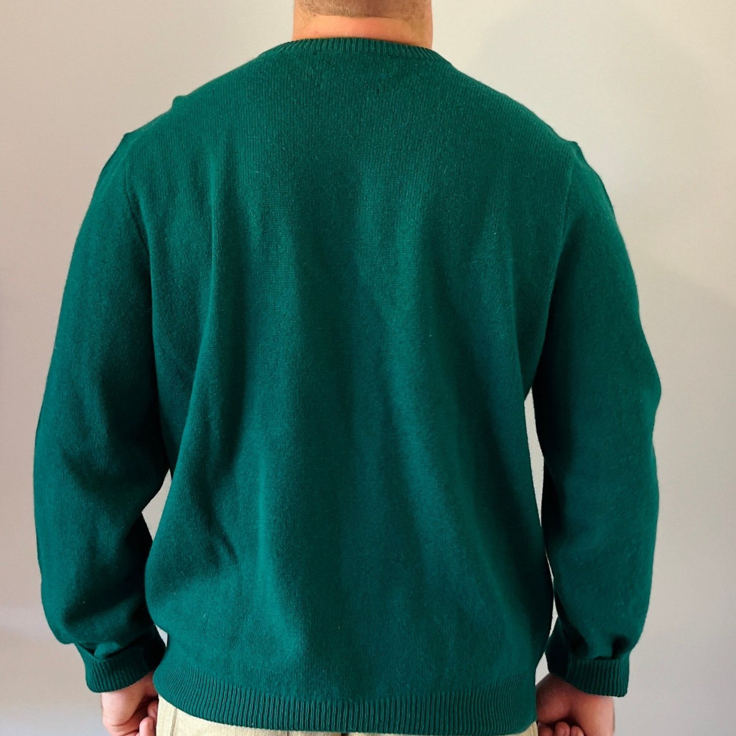 Polo Ralph Lauren Polo Ralph Lauren | Green Lambswool V-Neck Oversized Sweater Size US XL / EU 56 / 4 - 2 Thumbnail