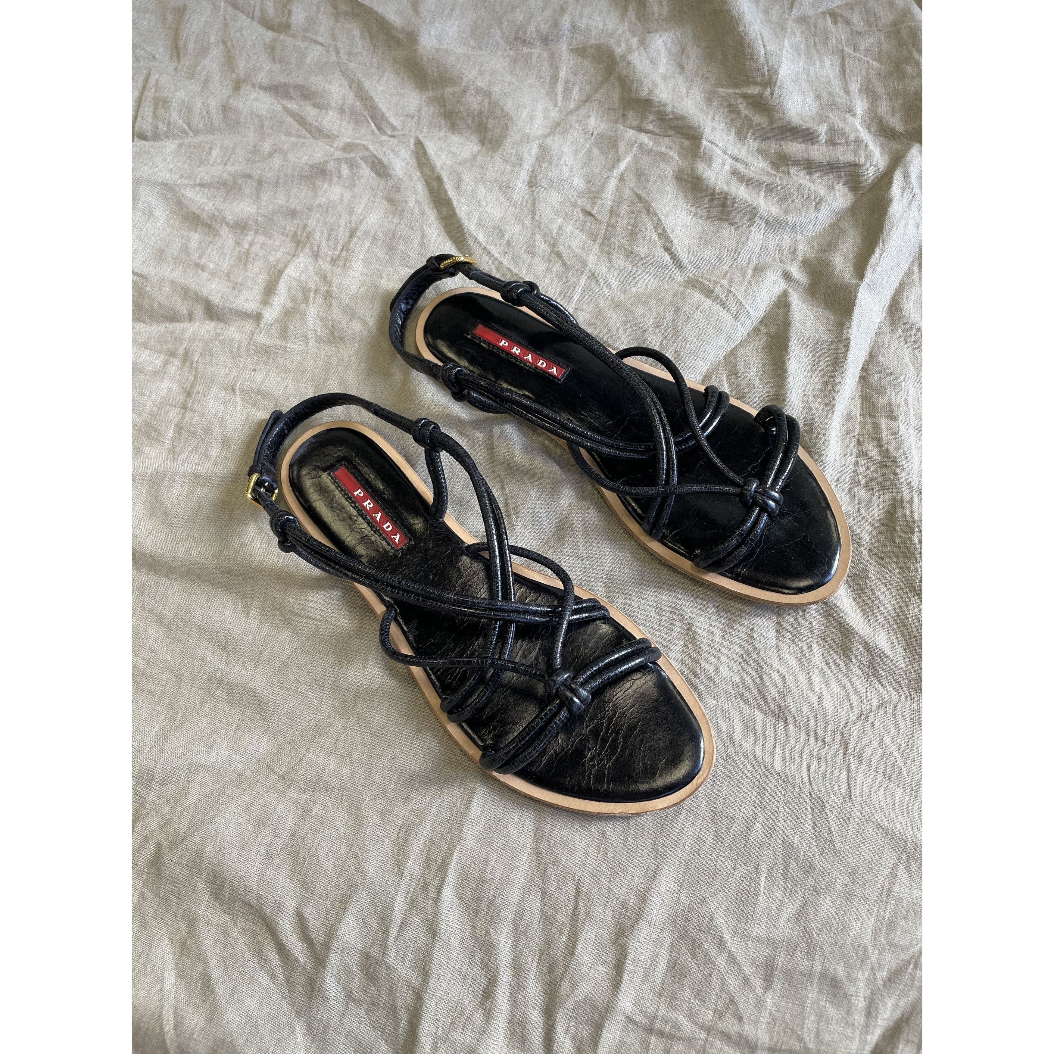 Prada Prada Leather Summer Thong Strap Sandals 6588AC Size US 7 / IT 37 - 2 Thumbnail
