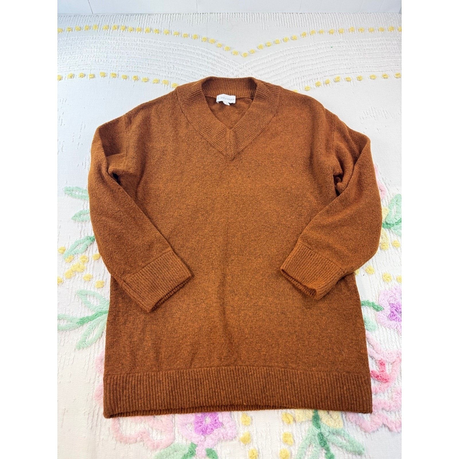 & Other Stories By Stacy London Burnt Orange V-Neck Tunic Sweater XS A670717 Size XS / US 0-2 / IT 36-38 - 2 Thumbnail