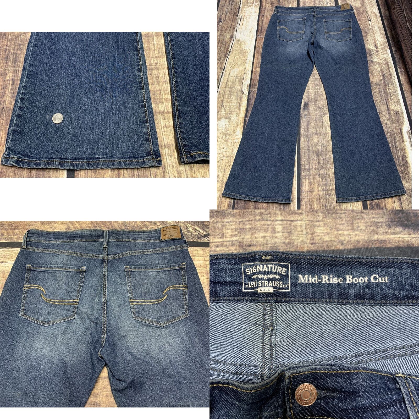 Levi's Signature Levi Strauss Women's Blue Jeans Gold Mid Rise Bootcut 36 X 30 Size 25" / US 0 / IT 36 - 8 Thumbnail