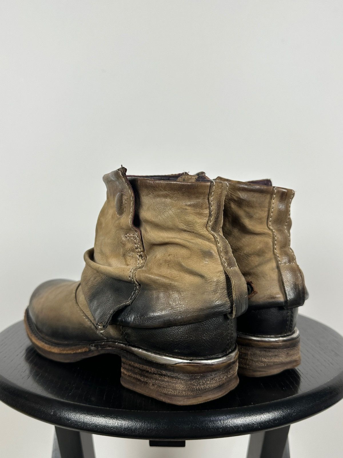 A.S.98 A.S.98. Airstep Distressed Leather Biker Ankle Boots Size US 6 / IT 36 - 2 Thumbnail