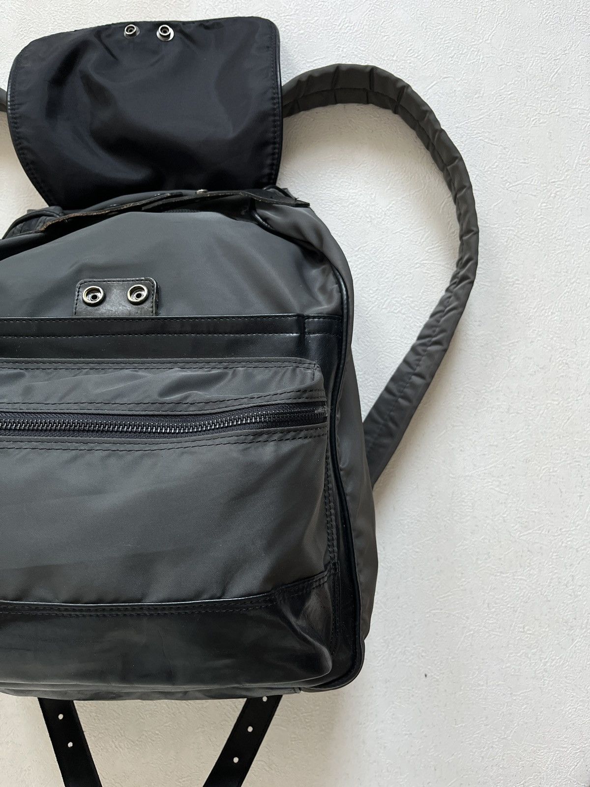 Yohji Yamamoto Yohji Yamoto Y’Saccs Nylon Leather Backpack Size ONE SIZE - 8 Thumbnail