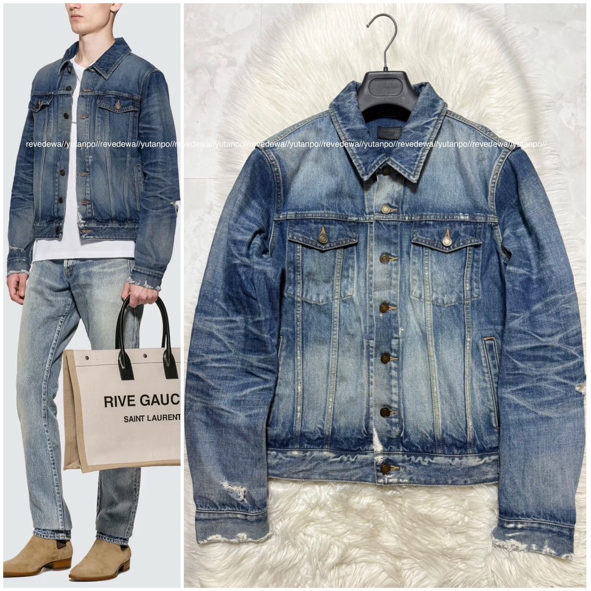 Saint Laurent Paris Saint Laurent Paris Distressed Trucker Denim Jacket Size US L / EU 52-54 / 3 - 1 Thumbnail