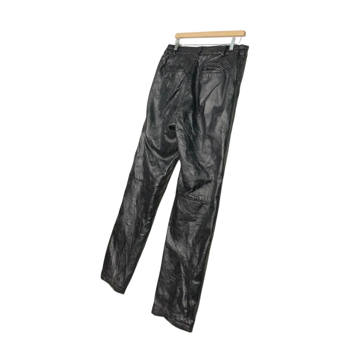 Japanese Brand 🔥RICH BLACK VINTAGE BIKER LEATHER PANTS UNBRAND ISSEY MIYAKE Size US 32 / EU 48 - 14 Thumbnail