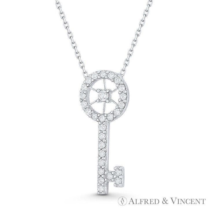 Other Skeleton Key Charm Circle Bow CZ Crystal Pave Pendant Size ONE SIZE - 1 Preview
