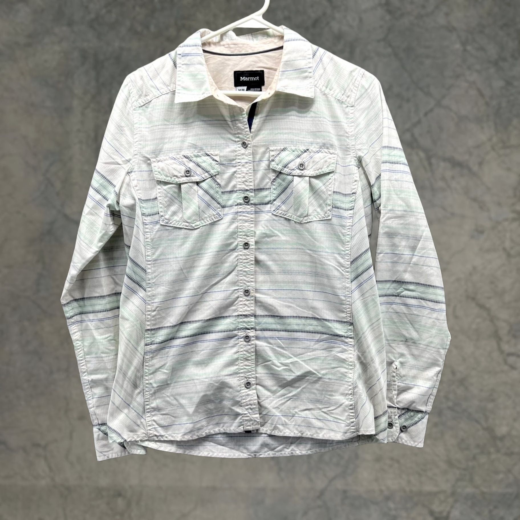 Marmot Marmot Shirt Women Medium White Outdoors Button Down Cowgirl Striped Western - Casual, Travel, Party/Cocktail Size M / US 6-8 / IT 42-44 - 1 Thumbnail