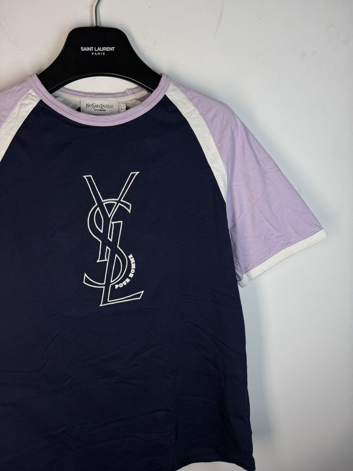 Yves Saint Laurent Blue YSL T-shirt Big Logo YSL Shirt Size US M / EU 48-50 / 2 - 9 Thumbnail