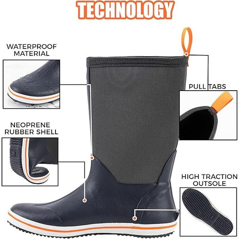 Other Ubon Size 12 Navy Blue Waterproof Rubber Rain Boots Size US 12 / EU 45 - 3 Thumbnail