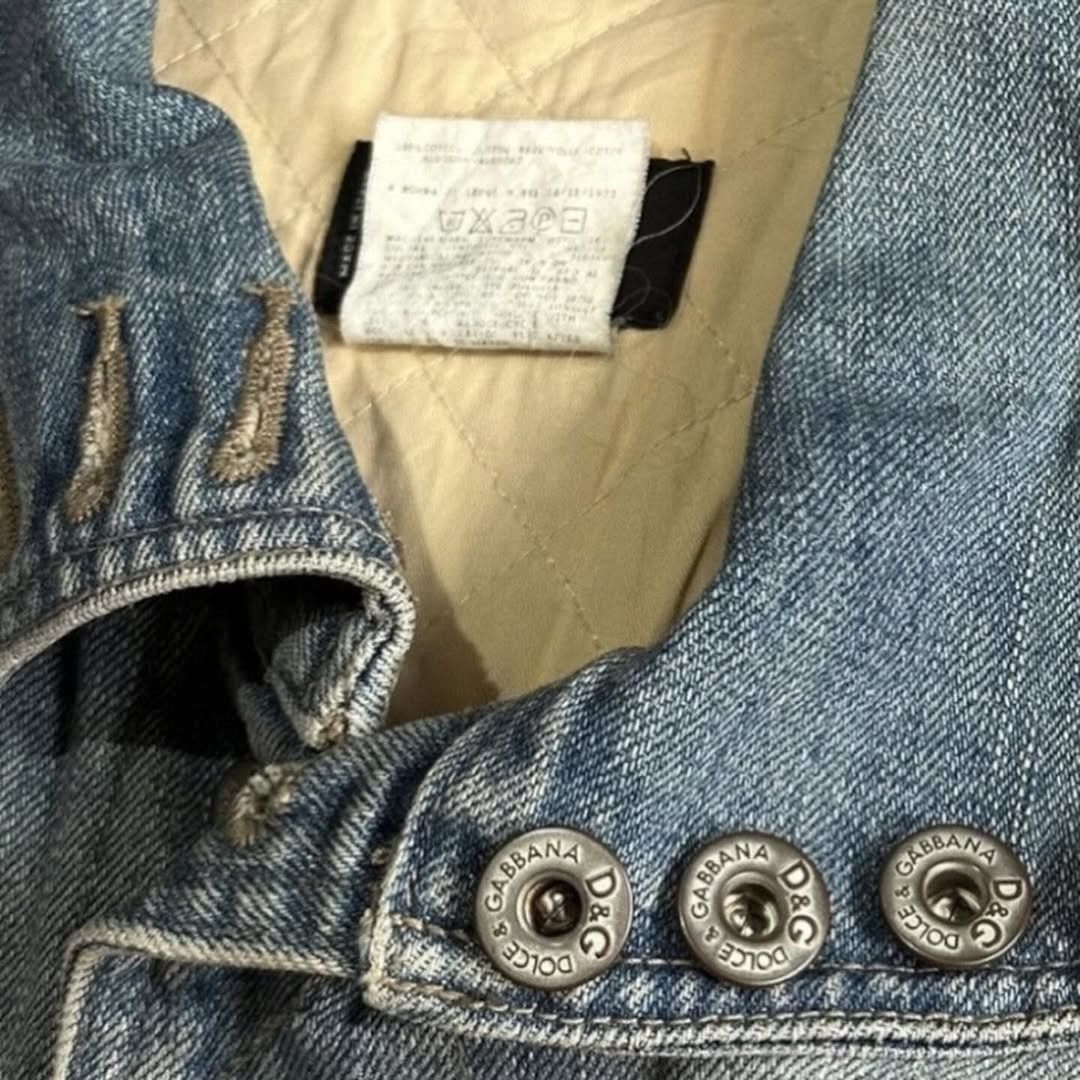 Dolce & Gabbana 00’s Dolce & Gabbana Camo Sleeve Trucker Denim Jacket Size US M / EU 48-50 / 2 - 12 Thumbnail