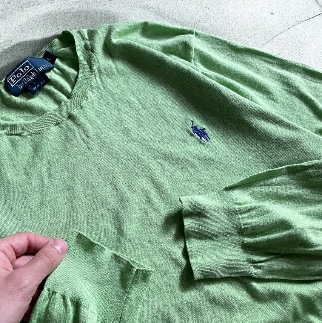 Polo Ralph Lauren × Ralph Lauren × Vintage Vintage Light Green Polo Ralph Lauren Sweater PRL Y2K Size US L / EU 52-54 / 3 - 4 Thumbnail