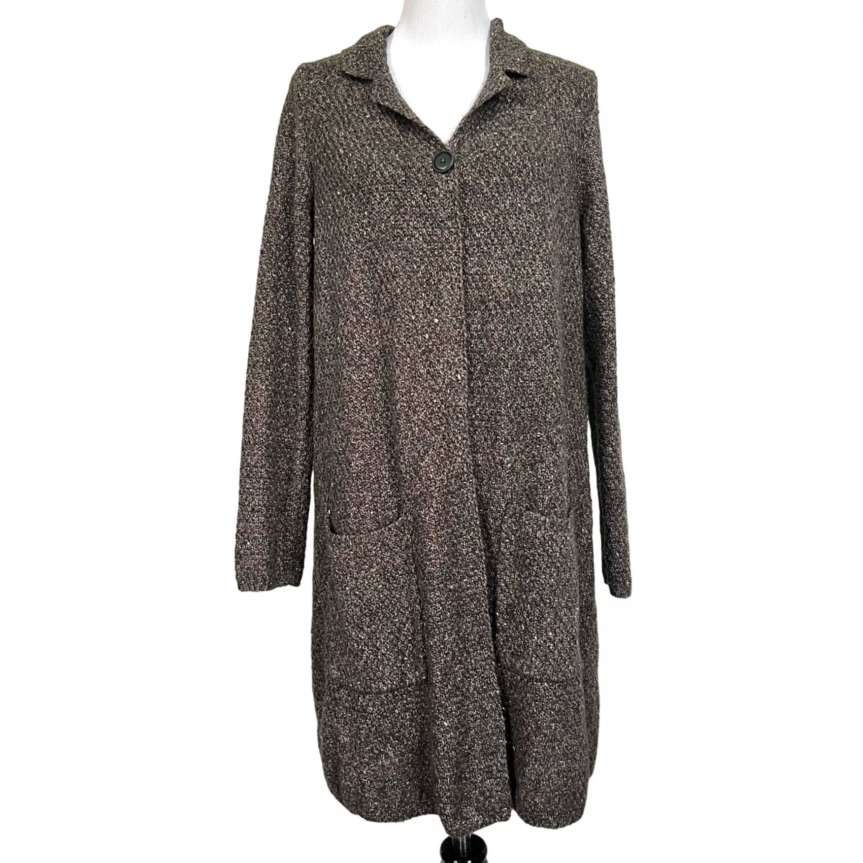 J. Jill J.Jill Cardigan Sweater Boucle Duster Brown Cotton Blend Women’s S Cardigan Cozy Winter Wool Blend (Note: No new info; only rearranged) Size S / US 4 / IT 40 - 2 Thumbnail