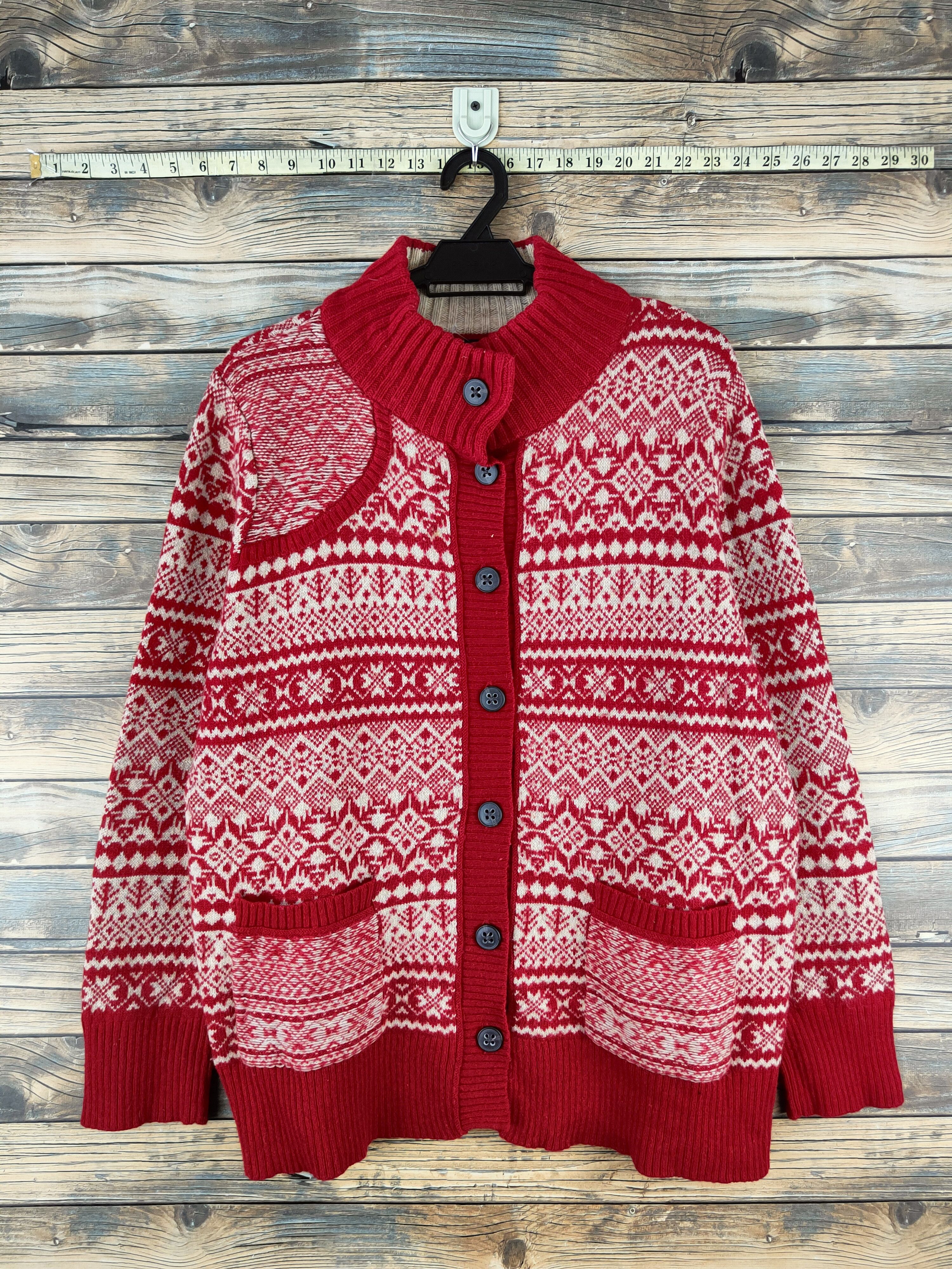 Eddie Bauer DL Eddie Bauer Red Beige Knitwear Sweater #46-853 Size US L / EU 52-54 / 3 - 1 Thumbnail