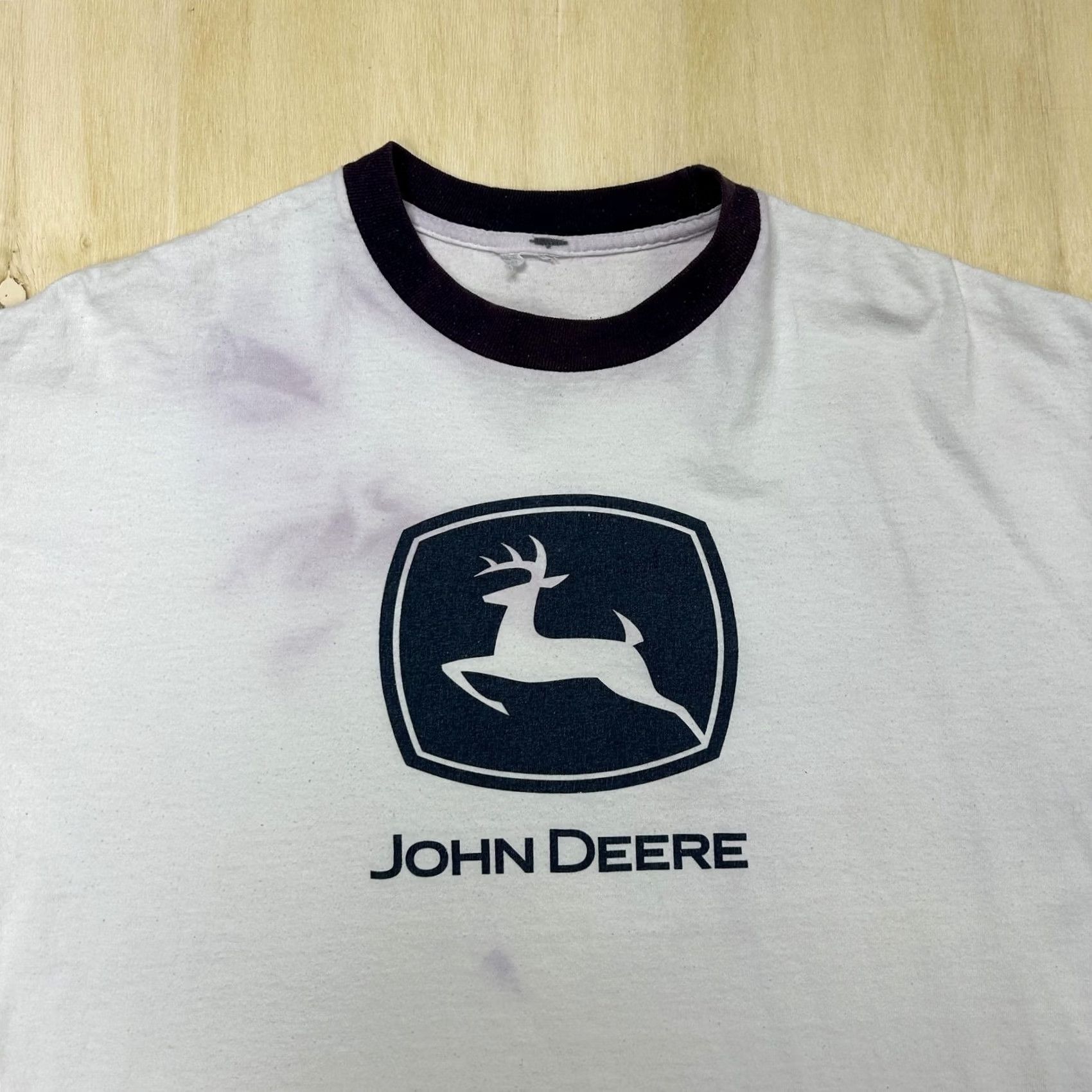 John Deere VINTAGE John Deere Shirt Mens Large White Ringer Logo Farm Graphic Tee T-Shirt Size US L / EU 52-54 / 3 - 2 Thumbnail