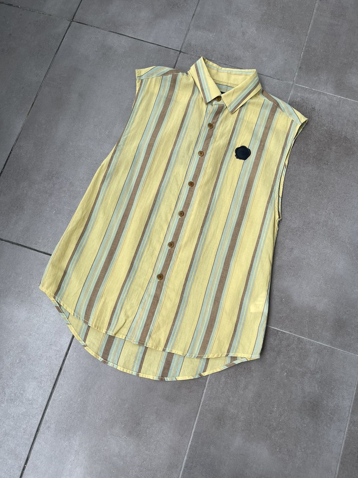 Viktor & Rolf !DS! SS20 Viktor & Rolf Stripe Print Yellow Sleeveless Shirt Size US S / EU 44-46 / 1 - 4 Thumbnail
