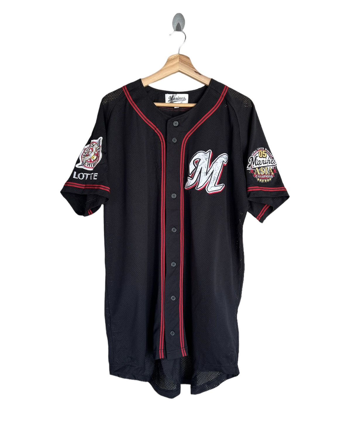 Japanese Brand Vintage Marines Chiba Lotte Jersey Shirt Size US L / EU 52-54 / 3 - 1 Thumbnail