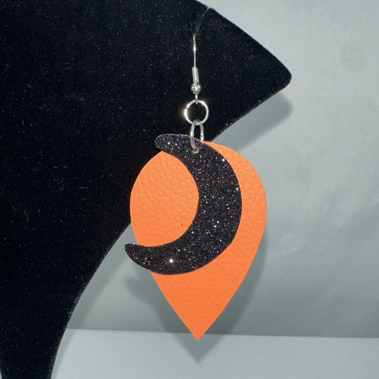 Homemade Moon Earrings Handmade by my Grandaughter Orange & Black Size ONE SIZE - 6 Thumbnail