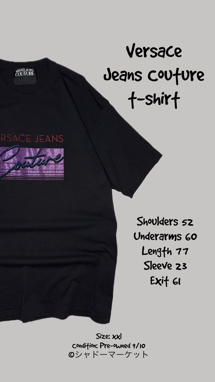 Versace Jeans Couture Versace Jeans Couture Black Rhinestone Logo T-Shirt Size US XXL / EU 58 / 5 - 1 Thumbnail