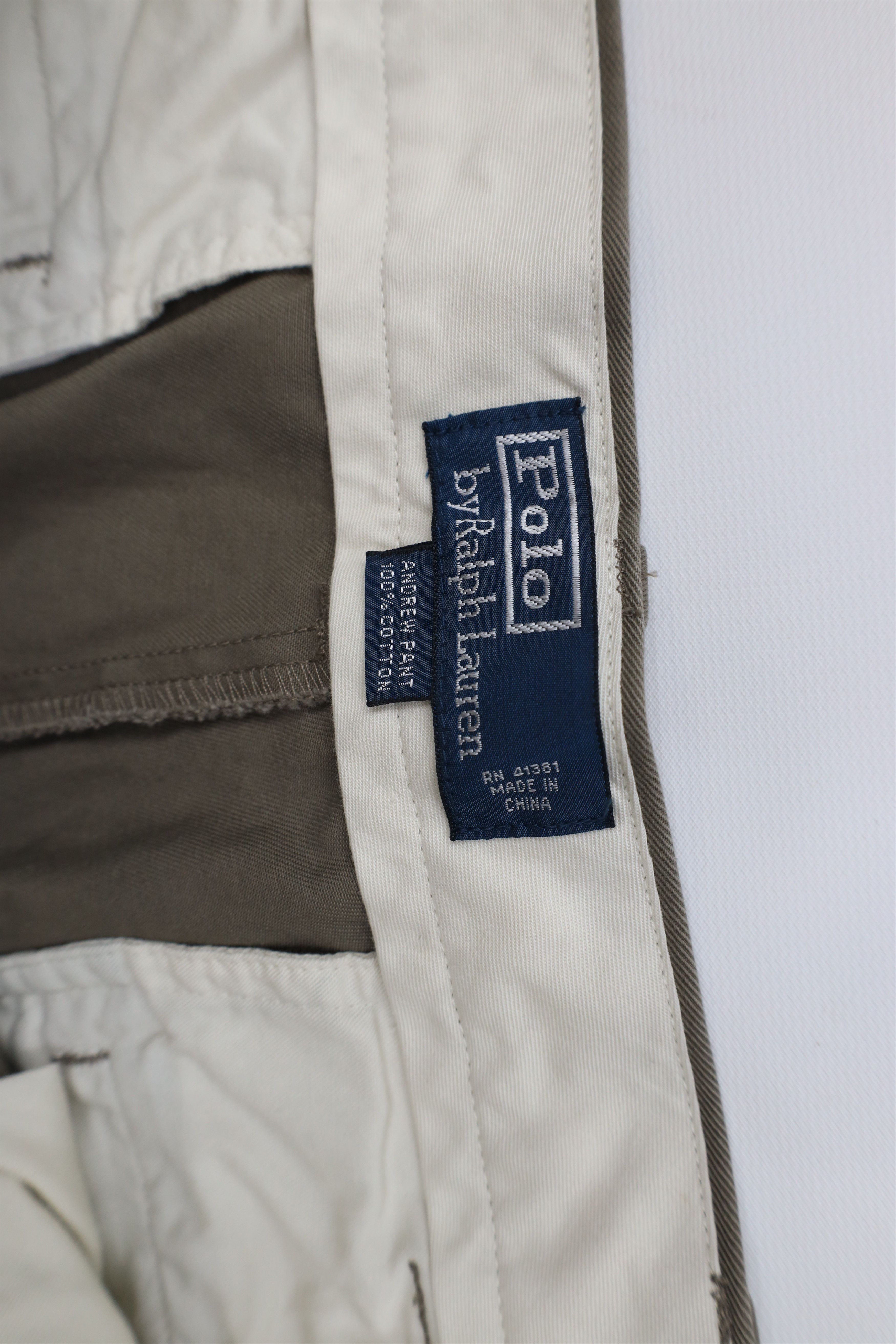 Ralph Lauren Vintage 90s Ralph Lauren Andrew Wide Leg Chino Pants Beige Size US 38 / EU 54 - 8 Thumbnail