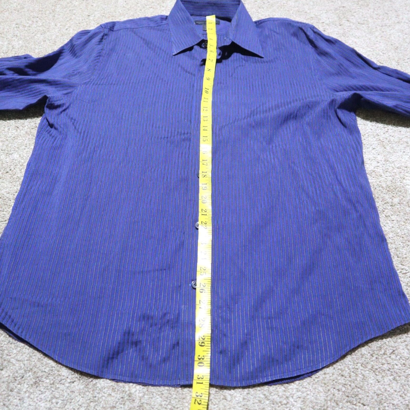 Express Express Shirt Striped Long Sleeve Button-Down 16.5 Blue 16.5 Mens Regular Shirt Size US L / EU 52-54 / 3 - 6 Thumbnail