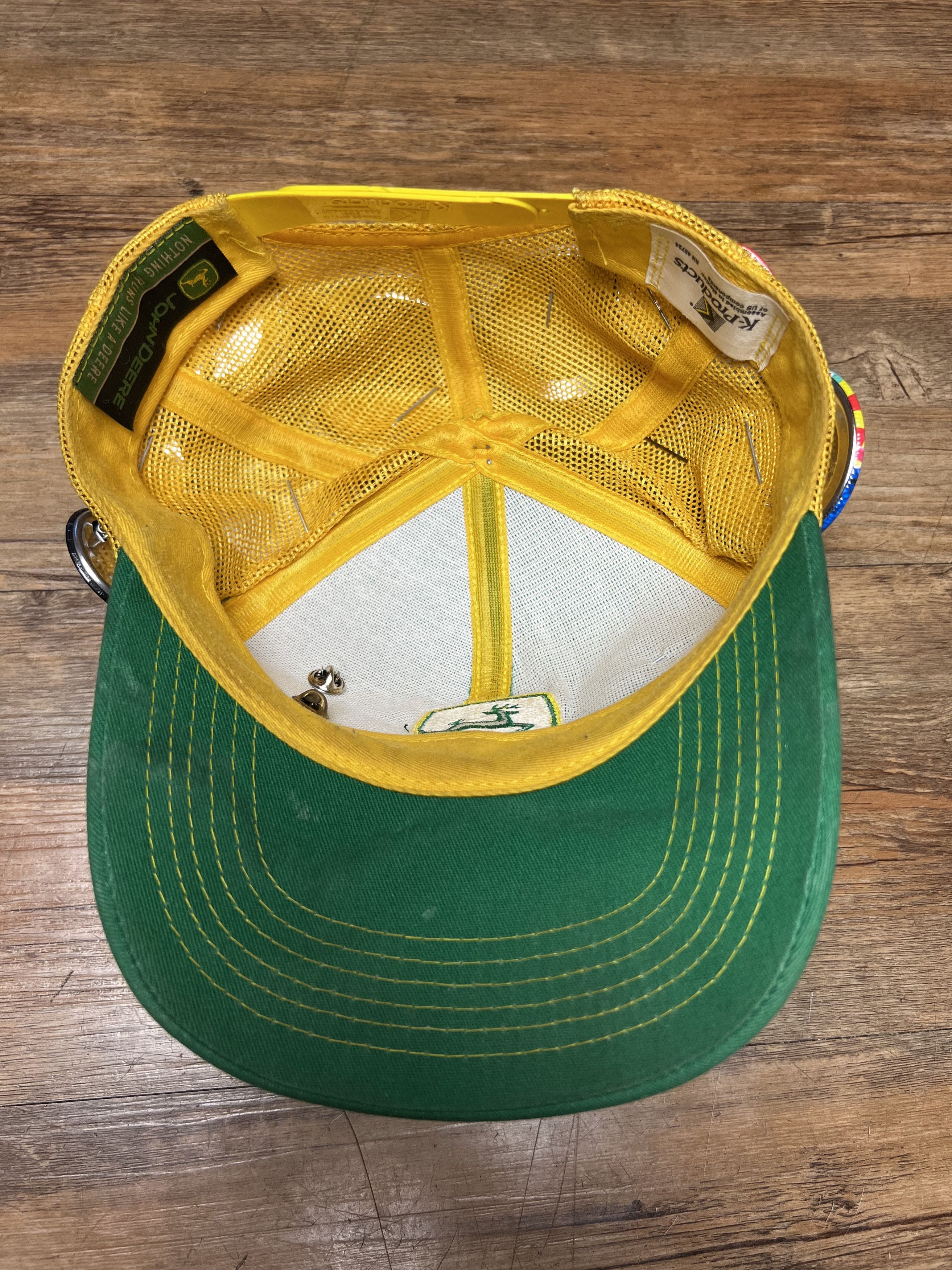 John Deere Vintage John Deere Green Yellow 6 Panel Snapback Hat w Pins Size ONE SIZE - 5 Thumbnail