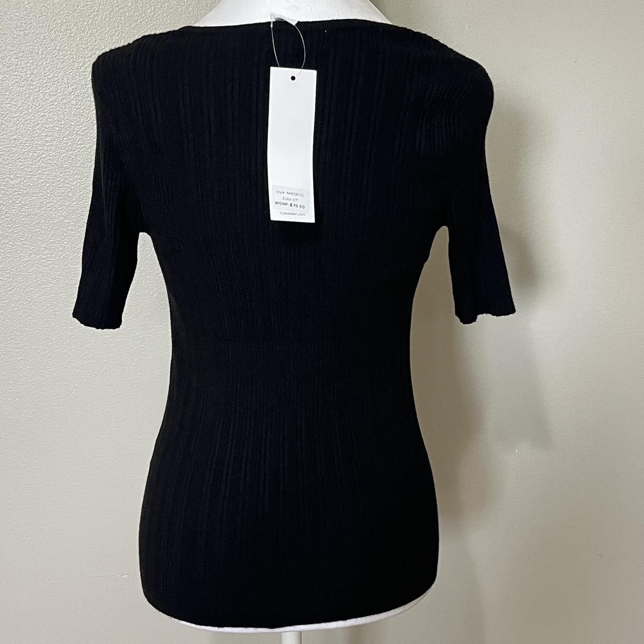 Calvin Klein Calvin Klein Black Square Neckline Short Sleeve Tee Size XS / US 0-2 / IT 36-38 - 6 Thumbnail