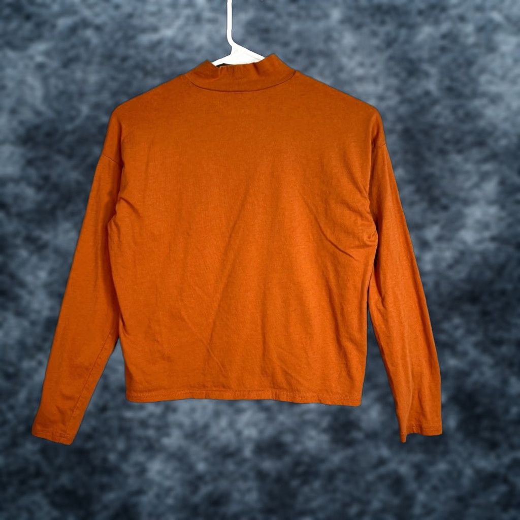 Everlane Everlane Orange Long Sleeve Mock Neck 100% Cotton Top T Shirt Womens XXS Regular Size 2XS Casual Shirt Size XXS / US 00 / IT 34 - 1 Thumbnail