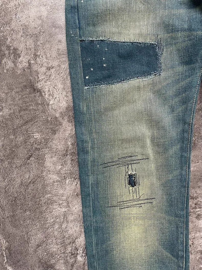 Dior Dior Mud yellow washed patchwork denim jeans Size US 29 - 3 Thumbnail