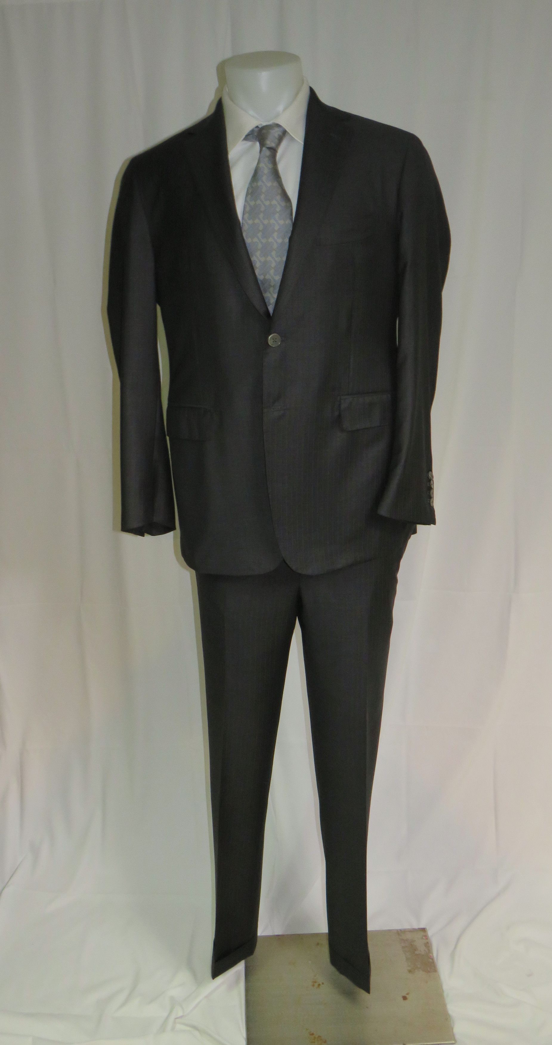 Mauro Blasi Charcoal Striped Silk Blend Two Button Suit 44