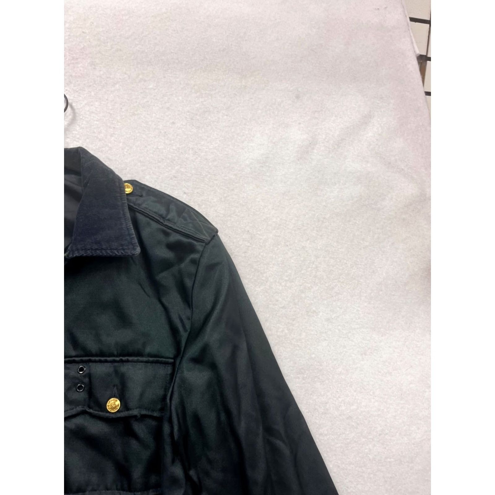 Vintage Black Zipper Jacket Corduroy Collar Gold Button Details #830A Jacket Mens Small/Medium Black Corduroy Gold Button Zipper Bomber All Season Vintage: No Size US S / EU 44-46 / 1 - 4 Thumbnail