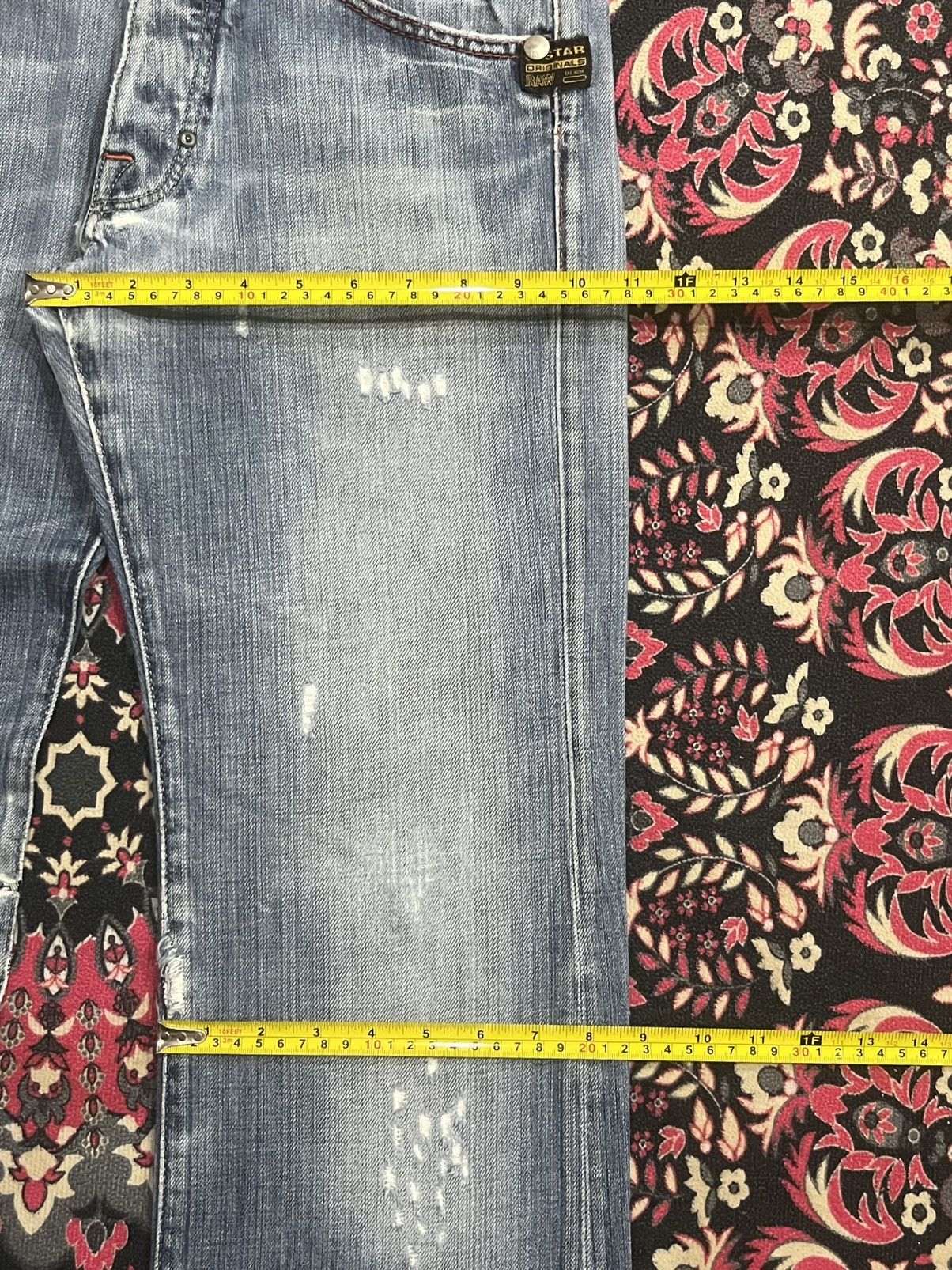 G-Star Vintage G-Star Raw Light Blue Washed Fringe Flare Jeans Size US 30 / EU 46 - 19 Thumbnail