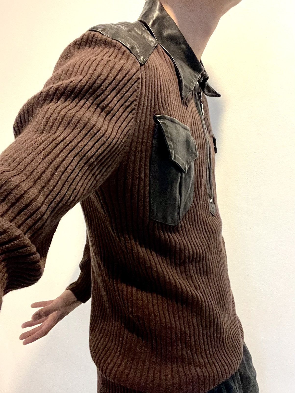 Morgan Homme KNIT x LEATHER HALF ZIPPER MORGAN HOMME LGB IF6WAS9 STYLE Size US M / EU 48-50 / 2 - 14 Thumbnail