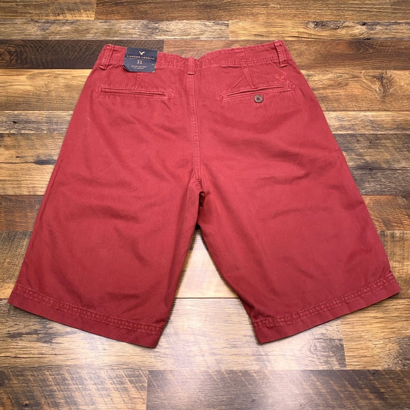 American Eagle Outfitters American Eagle Chino Short Adult 31 Red Mens New Longer Length Size US 31 - 2 Thumbnail