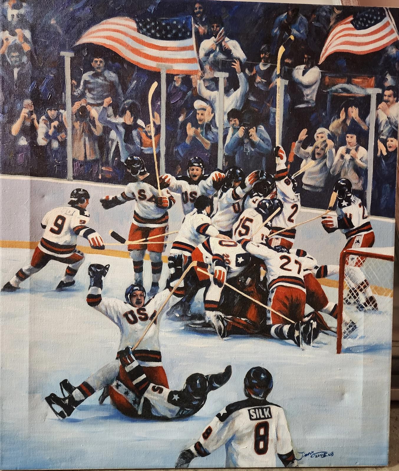 Other Original Signed Oil Painting of USA MOI Victory Scene Size ONE SIZE - 1 Thumbnail