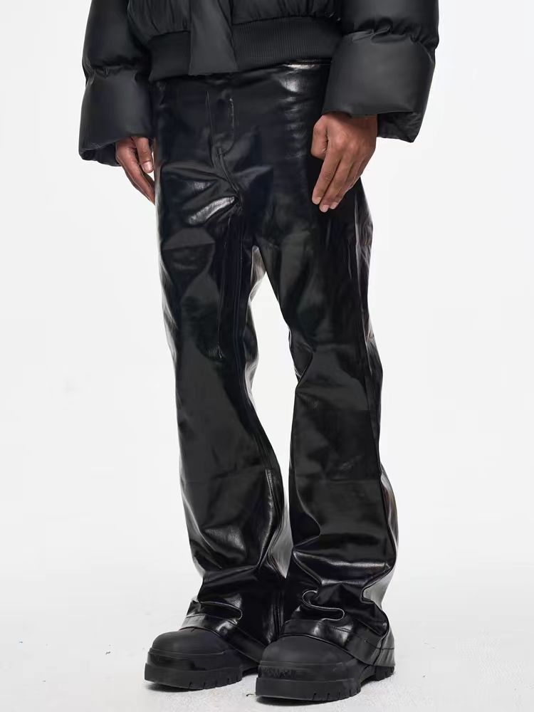 Japanese Brand × Jean High street style coated waxed glossy bootcut baggy jeans Size US 34 / EU 50 - 3 Thumbnail
