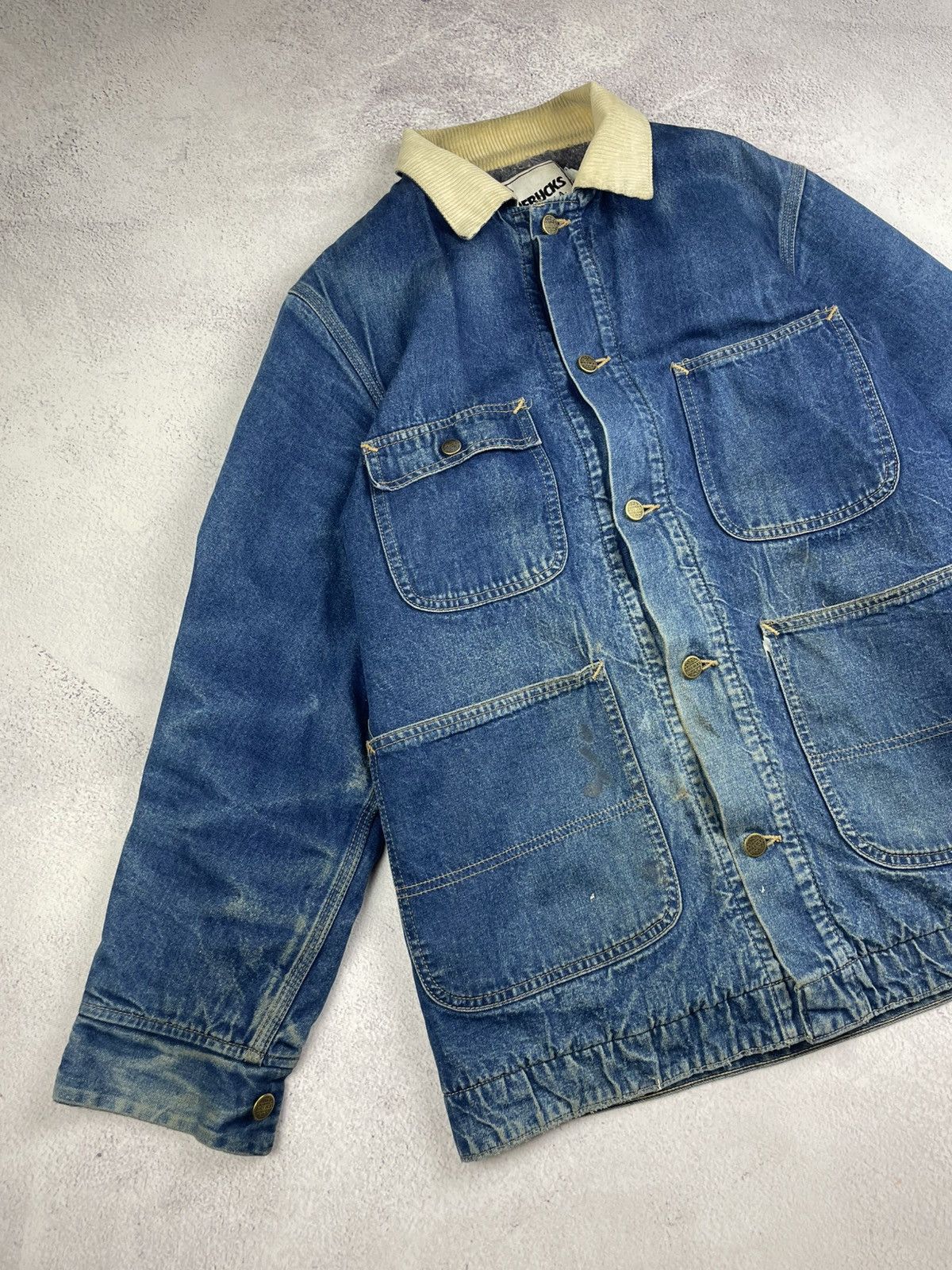 Sears Vintage 70s 80s Roebucks Denim Chore Jacket USA Corduroy Size US L / EU 52-54 / 3 - 4 Thumbnail