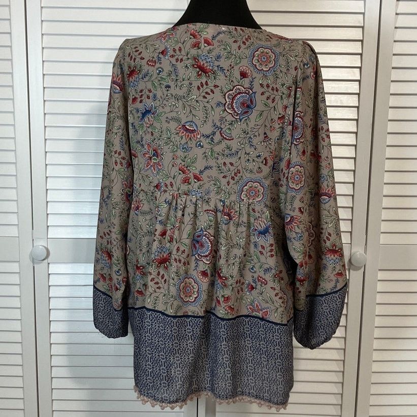 Other Vintage America Boho Floral Flowy Tassel Tunic Blouse XL Size XL / US 12-14 / IT 48-50 - 3 Thumbnail