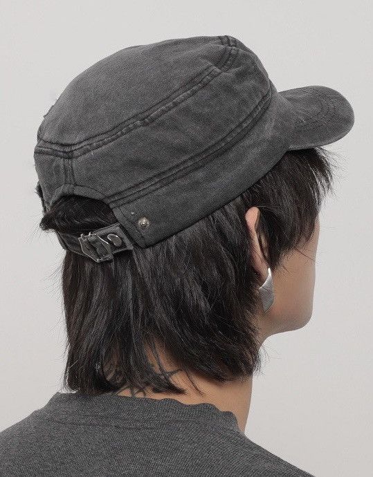 Japanese Brand Avant garde punk distressed zip studded cross raw cap hat Size ONE SIZE - 3 Thumbnail