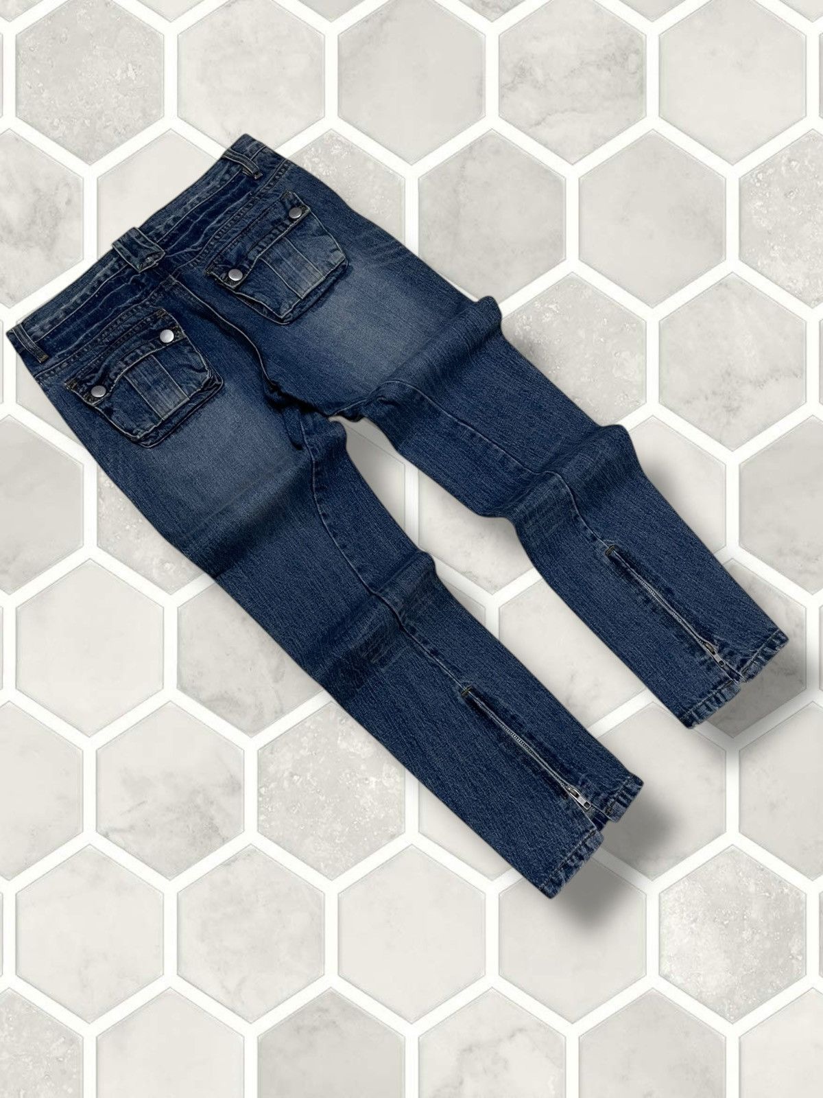 In The Attic Vintage 1990s Japan Designer BitBlue Punk Bikers Denim Size US 29 - 9 Thumbnail