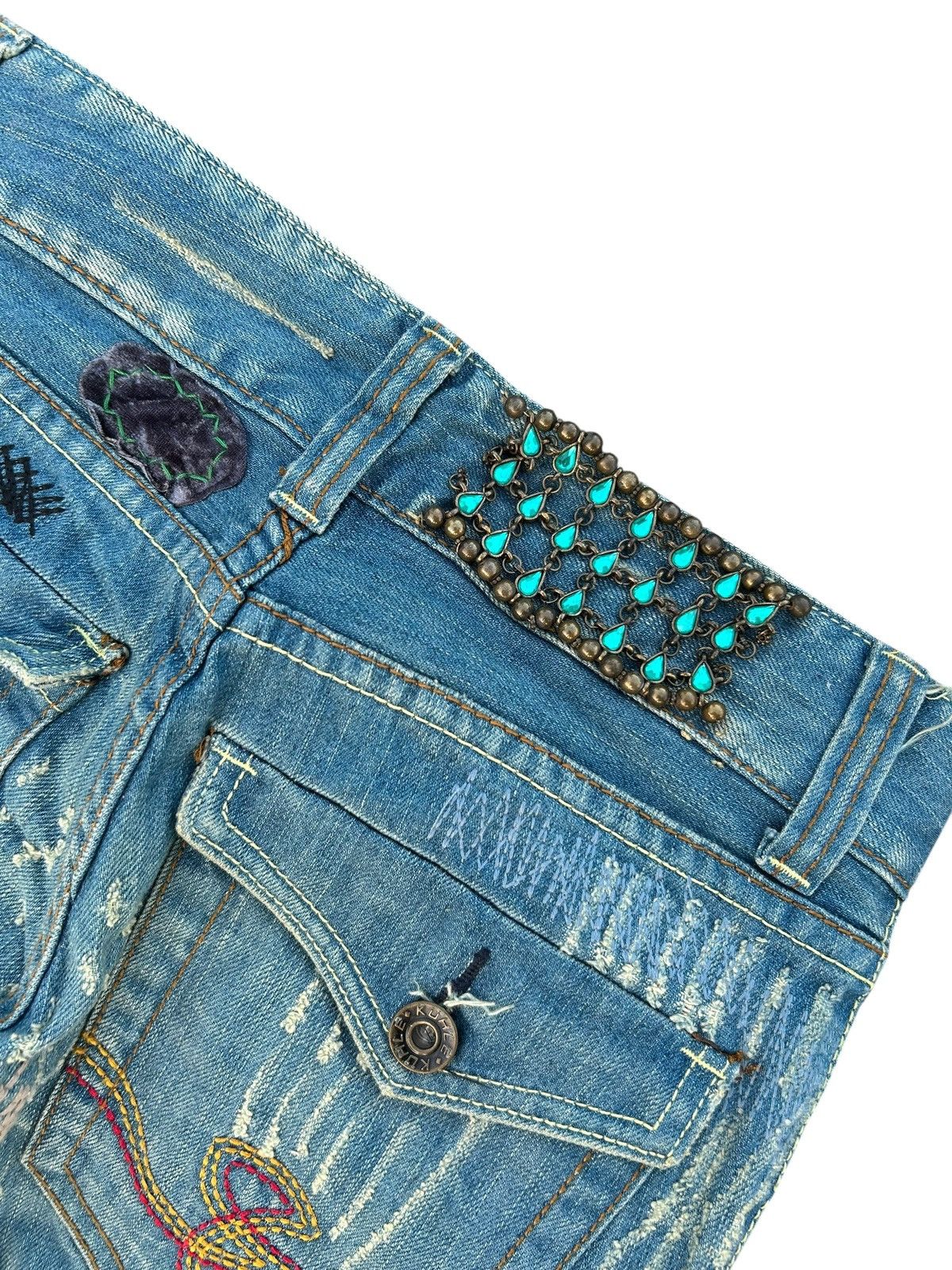 Kapital × Vintage × Who Decides War Hippies Style Japanese Distressed Denim Jeans Rare 🎌☠️ Size US 27 - 16 Thumbnail