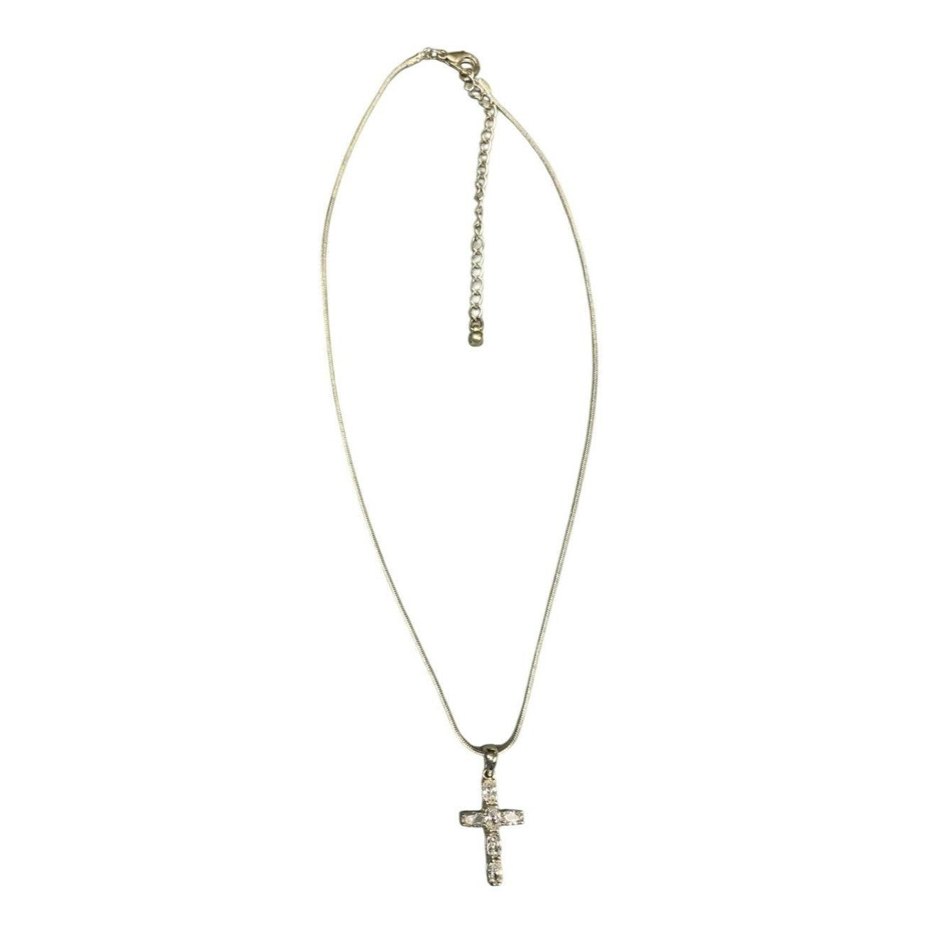 Other Cross Pendant Necklace With Clear Rhinestones On Silver-Tone Size ONE SIZE - 6 Thumbnail
