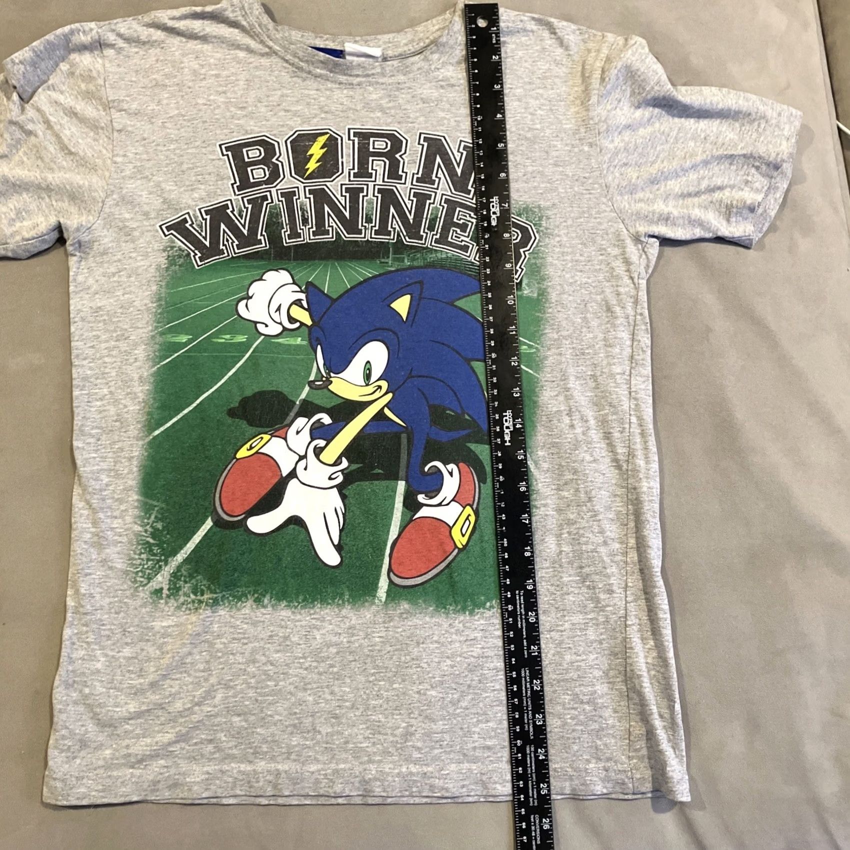 Born VINTAGE Sonic The Hedgehog T-Shirt Sonic Born Winner SEGA Video Game Graphic Print Crew Neck Short Sleeve Gray M Mens 90s Cartoon USA Size US M / EU 48-50 / 2 - 6 Thumbnail