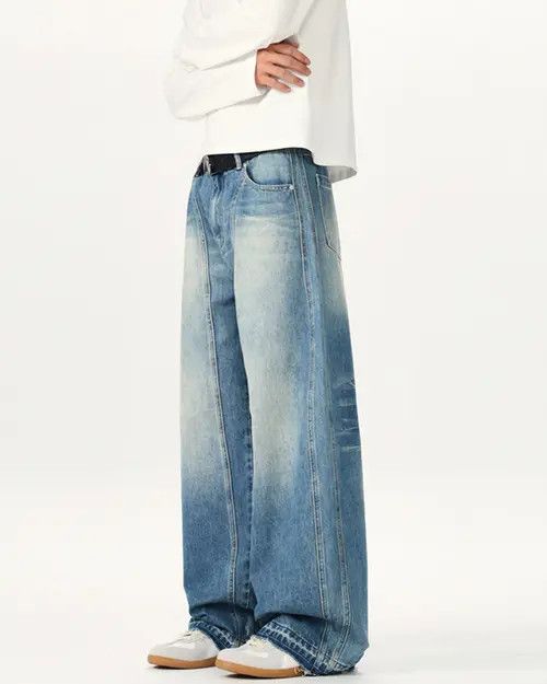 Hypebeast × Japanese Brand × Jean Light blue washed distressed baggy jeans Size US 32 / EU 48 - 3 Thumbnail