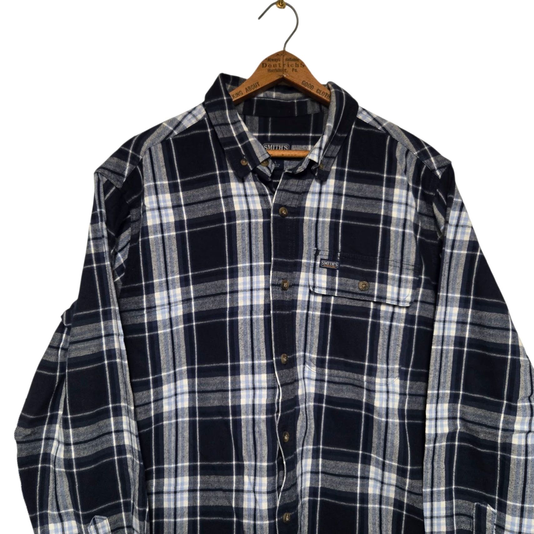 Vintage Smith's Workwear Mens Button-Up Shirt Plaid Flannel Blue Size L Size US L / EU 52-54 / 3 - 2 Thumbnail
