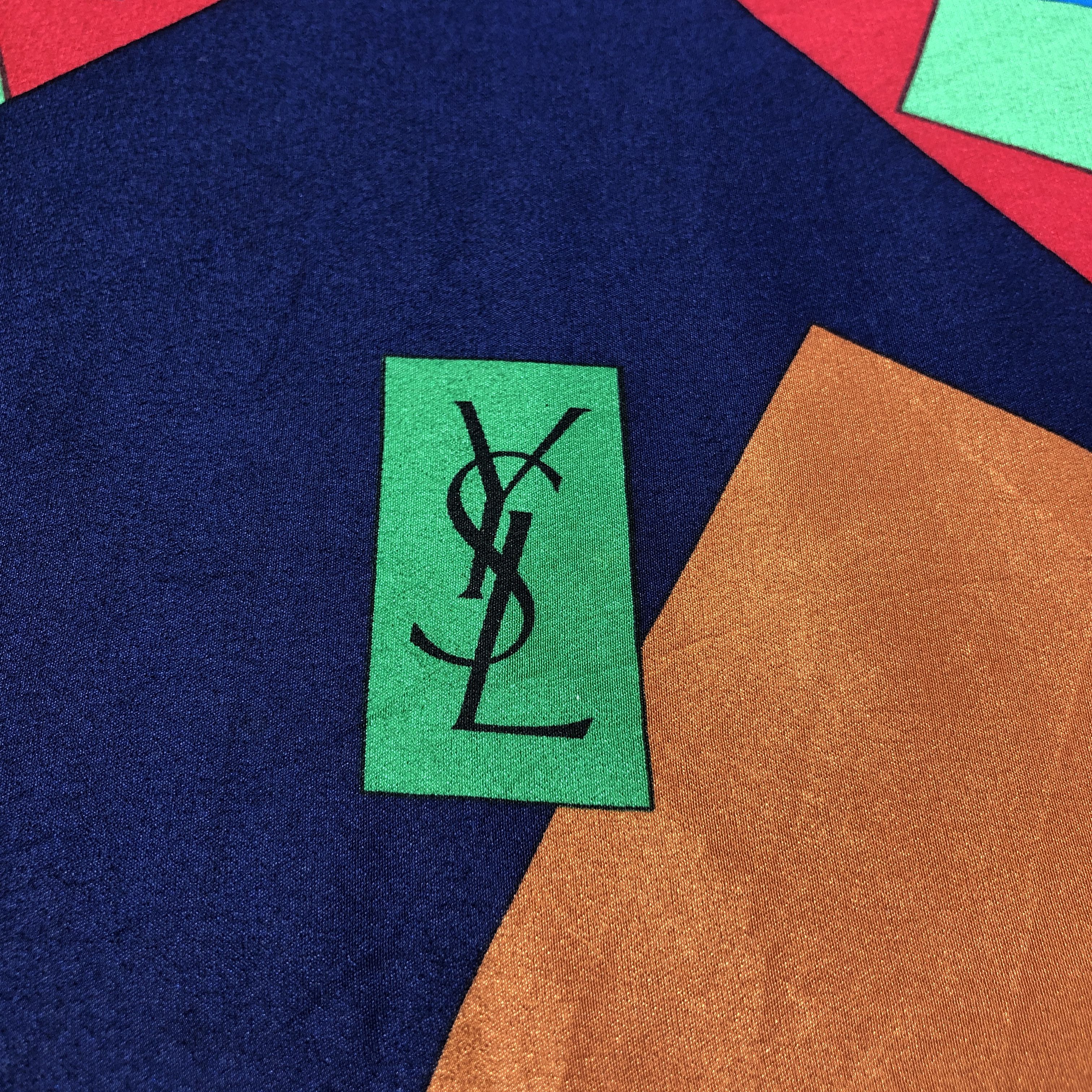 Yves Saint Laurent Yves Saint Laurent Abstract Hand Rolled Silk Scarf M1151 Size ONE SIZE - 4 Thumbnail
